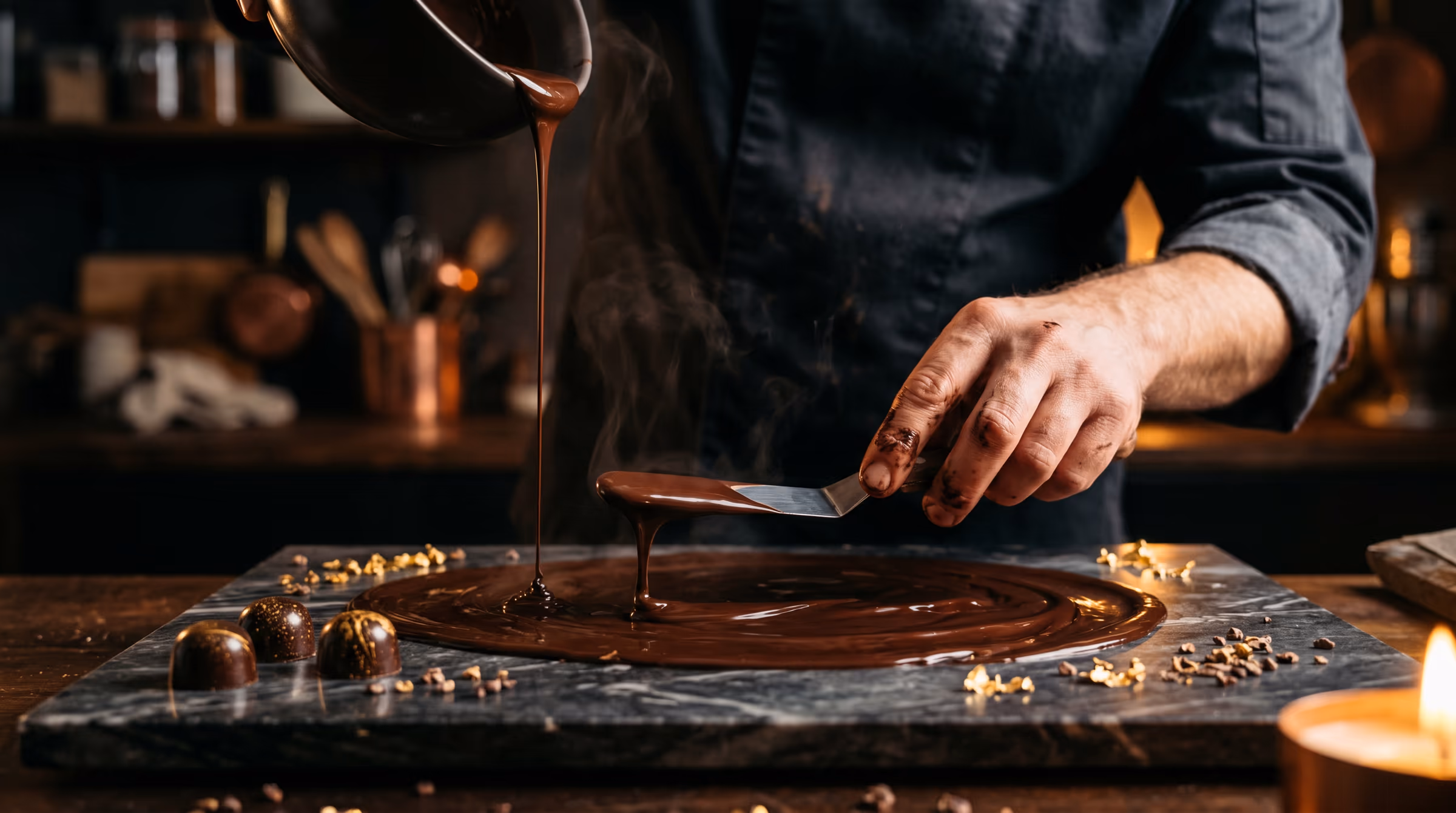 Handcrafting chocolate in the atelier